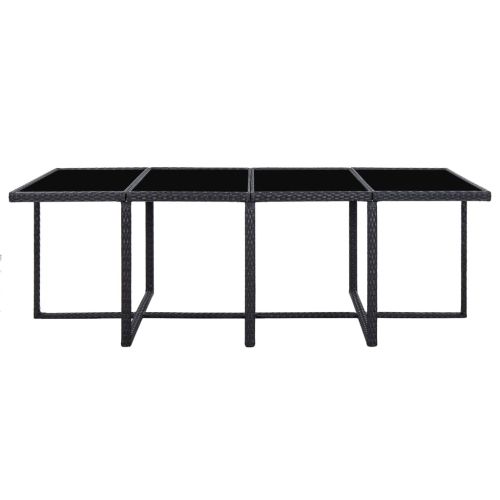 Градински комплект с възглавници, 13 части, полиратан, черен