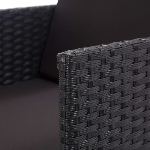 Градински комплект с възглавници, 13 части, полиратан, черен