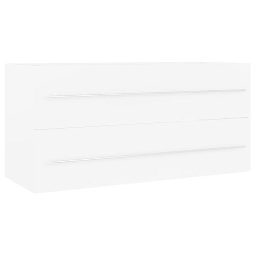 Долен шкаф за мивка, бял, 100x38,5x48 см, инженерно дърво