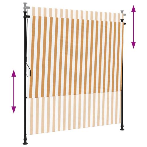 Външна ролетна щора, оранжев и бял, 200x270 см, плат и стомана