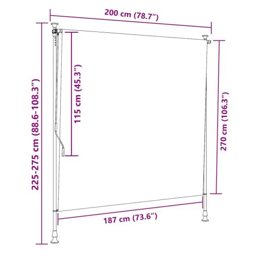 Външна ролетна щора, оранжев и бял, 200x270 см, плат и стомана