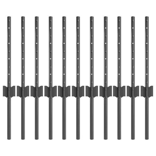 Стълб за ограда. 11 pcs Сив 40 cm Стомана