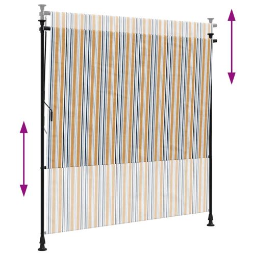 Външна ролетна щора, жълто и бяло, 200x270 см, плат и стомана