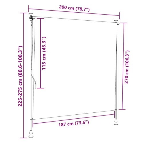 Външна ролетна щора, жълто и бяло, 200x270 см, плат и стомана