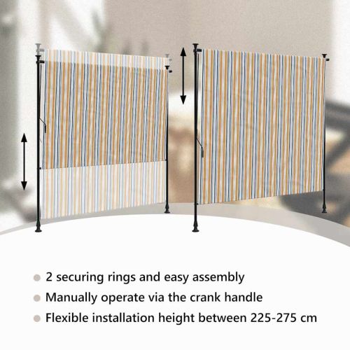 Външна ролетна щора, жълто и бяло, 200x270 см, плат и стомана