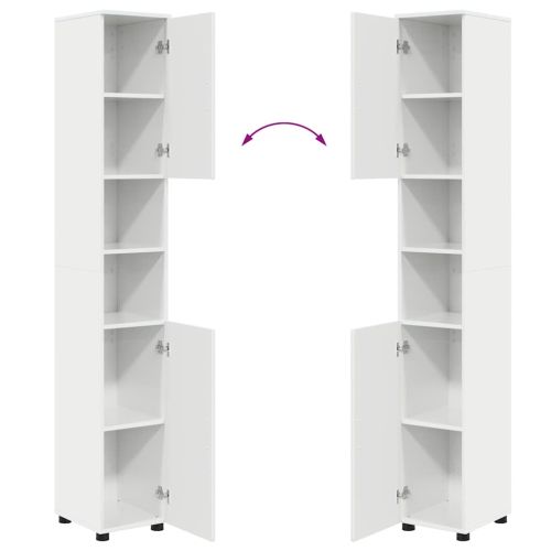 Шкаф за баня със съхранение Лъскаво бяло 30 x 35 x 192 см