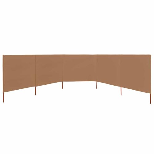 Параван против вятър от 5 панела, текстил, 600x120 см, таупе