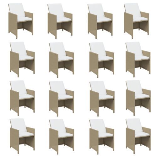 Градински комплект с възглавници 21 части бежов полиратан