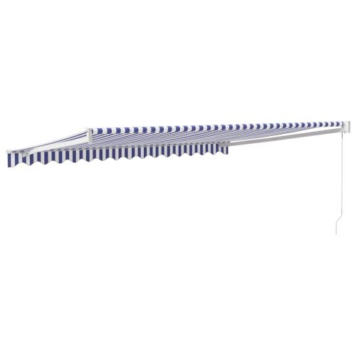 Прибираща се тента синьо и бяло 4x3 м плат и алуминий