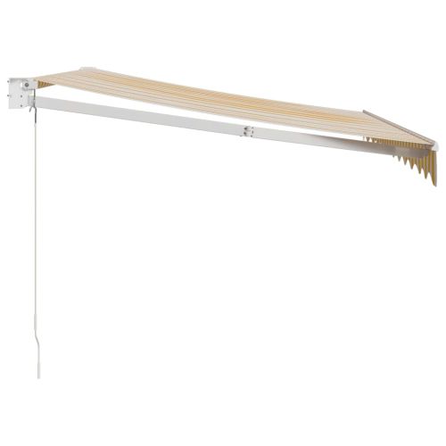 Прибираща се тента жълто и бяло 3x2,5 м плат и алуминий