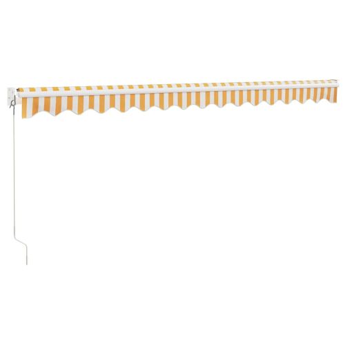 Прибираща се тента жълто и бяло 4x3 м плат и алуминий