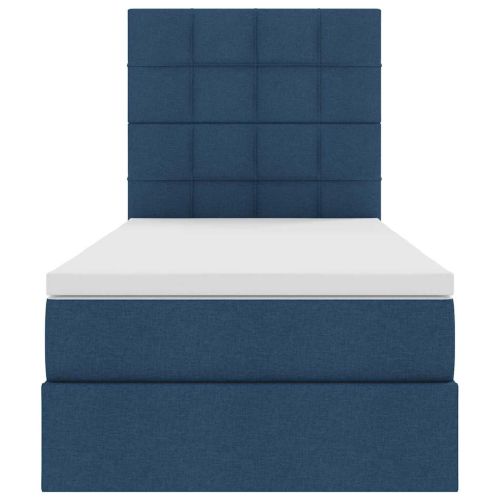 Легло с място за съхранение и LED Синьо 90 x 190 cm Полиестер