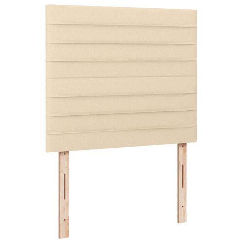 Боксспринг легло с матрак и LED, кремаво, 120x190 см, плат