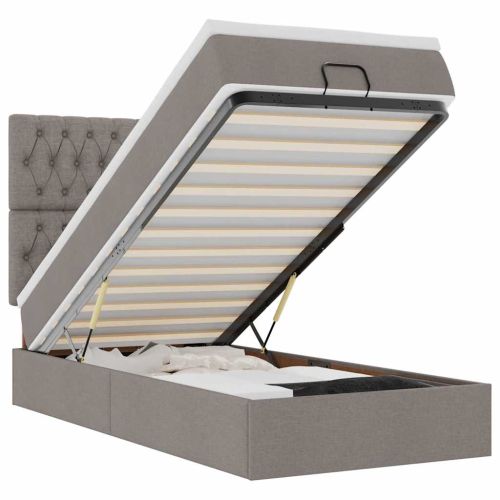 Османска легло с матрак, таупе, 90x190 см, плат