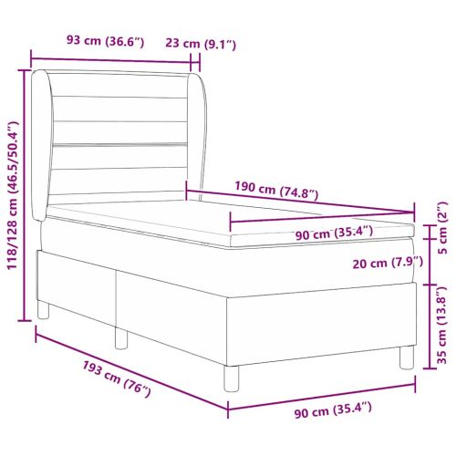 Легло с пружинирана основа с матрак Синьо 90 x 190 cm текстил