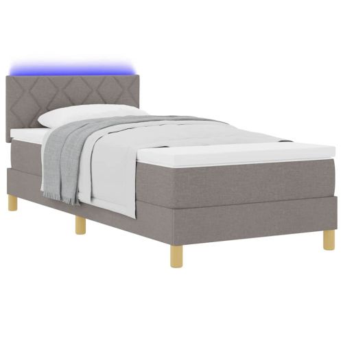 LED кутия за пружини с легло Таупе 90 x 190 cm текстил
