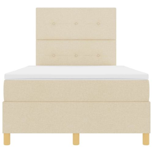 LED кутия за пружини с легло с матрак Крем 120 x 190 cm текстил