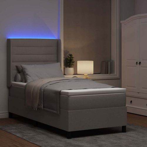 LED кутия за пружини с легло с матрак Таупе 90 x 190 cm текстил