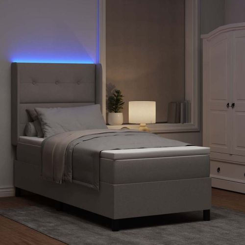 LED кутия за пружини с легло с матрак Таупе 90 x 190 cm текстил
