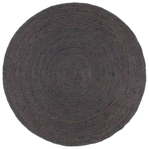 Ръчно тъкан килим от юта, кръгъл, 240 см, тъмносив