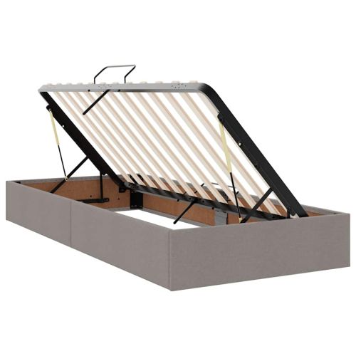 Легло с място за съхранение и LED Таупе 90 x 190 cm текстил