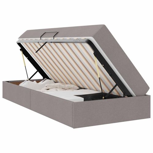 Легло с място за съхранение и матрак с матрак Таупе 90 x 190 cm