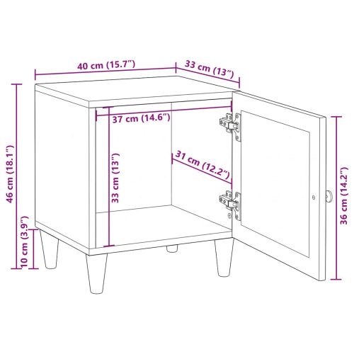 Нощен шкаф Бежово 40 x 33 x 46 см Масивна акациева дървесина