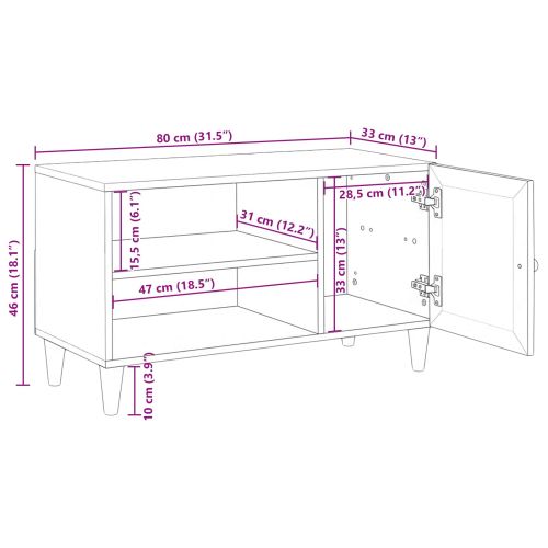 ТВ Единици с рафт с врата Бяло 80 x 33 x 46 см Инженерно дърво