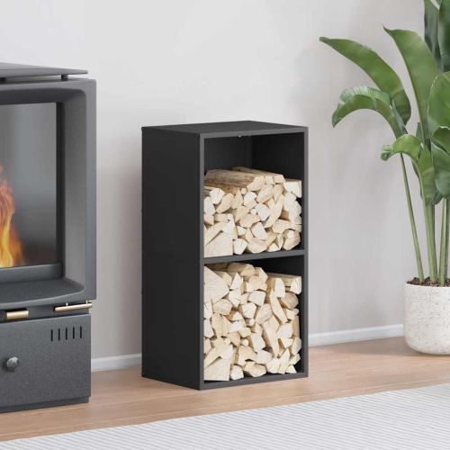 Стойка за дърва, черна, 40x30x75 см, студеновалцувана стомана