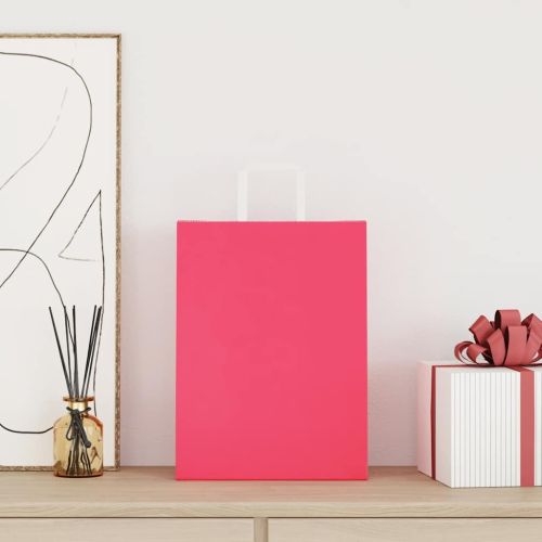 Хартиени торбички 50 бр с дръжки розови 32x22x28 см