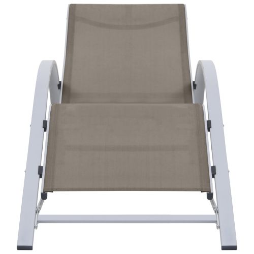 Шезлонги с маса, 2 бр, алуминий, таупе