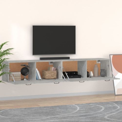 Стенни шкафове 2 бр бетонно сиви 100x36,5x35 см инженерно дърво