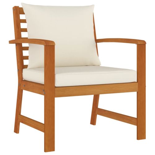 Градински трапезен комплект 4 части с възглавници акация масив