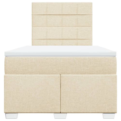 Боксспринг легло с матрак, кремаво, 120x190 см, плат