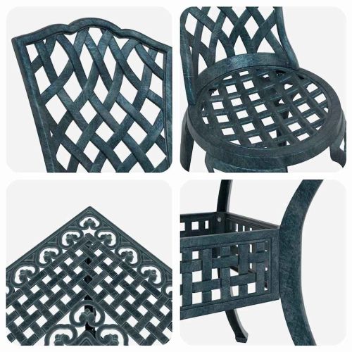 Комплект градинска маса 5 pcs Зелен Лят алуминий