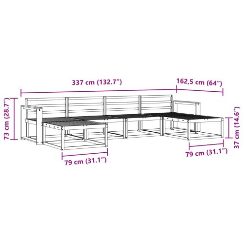 Комплект дивани за открито 6 pcs Естествен