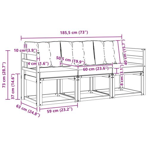 Комплект дивани за открито 3 pcs Естествено и светло сиво
