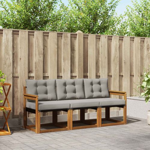 Комплект дивани за открито 3 pcs Естествено и светло сиво