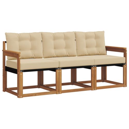 Комплект дивани за открито 3 pcs Натурален и Бежов