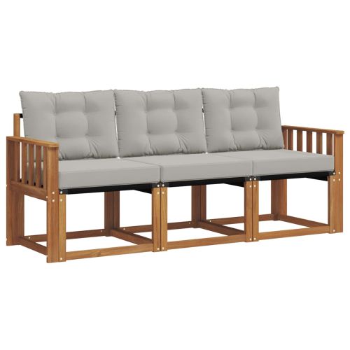 Комплект дивани за открито 3 pcs Естествено и светло сиво