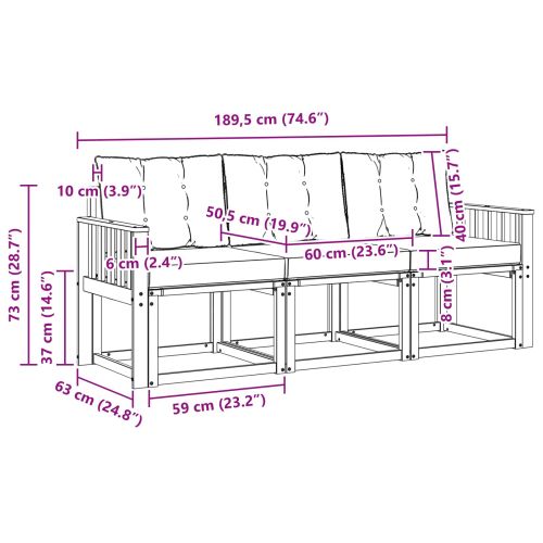 Комплект дивани за открито 3 pcs Натурален и Бежов