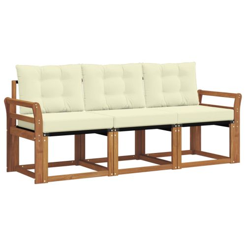 Комплект дивани за открито 3 pcs Натурален и Крема