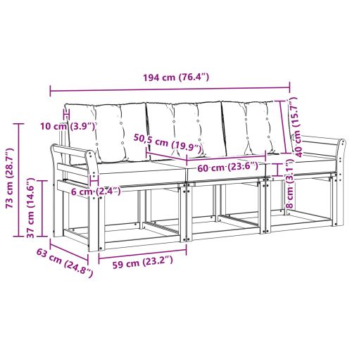 Комплект дивани за открито 3 pcs Естествено и светло сиво