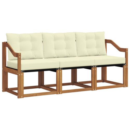 Комплект дивани за открито 3 pcs Натурален и Крема