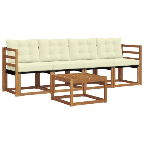 Комплект дивани за открито 5 pcs Натурален и Крема