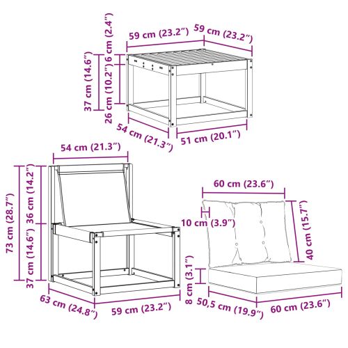 Комплект дивани за открито 5 pcs Натурален и Крема