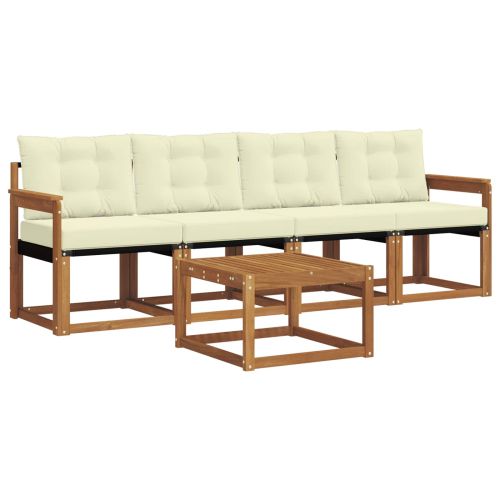 Комплект дивани за открито 5 pcs Натурален и Крема