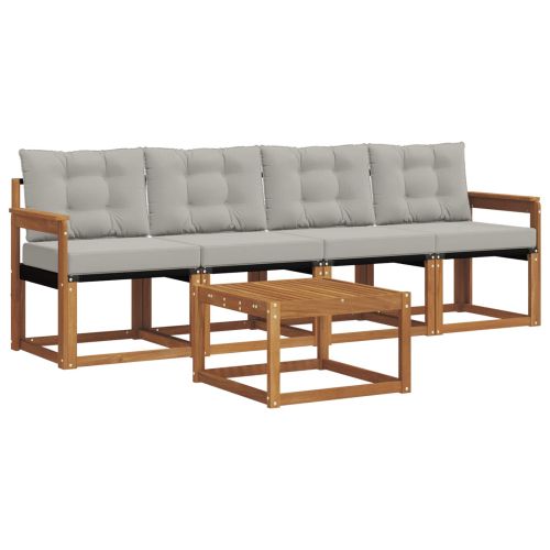 Комплект дивани за открито 5 pcs Естествено и светло сиво