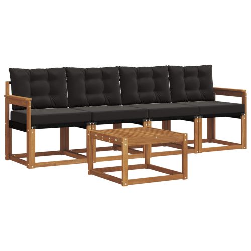 Комплект дивани за открито 5 pcs Естествено и черно