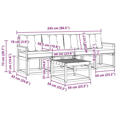 Комплект дивани за открито 5 pcs Естествено и черно